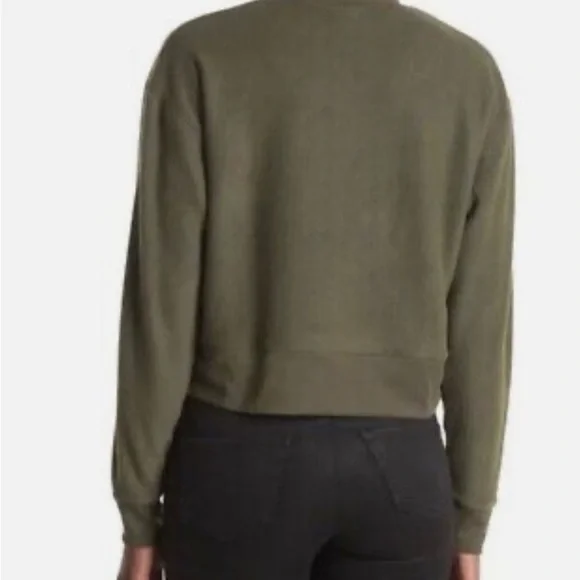 Abound NWT Cozy Cropped Fleece Sweatshirt in olive night size Xl - Picture 3 of 3